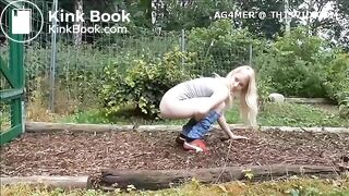 Beautiful blonde Swedish girl peeing and shitting
