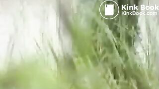 She takes a quick outdoors runny shit