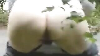 She takes a quick outdoors runny shit