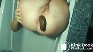 Women shitting in toilet