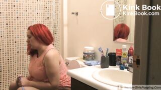 Red head pooping at home