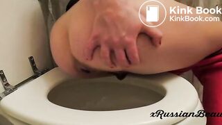 beautiful and sexy naked girl poops and urinates