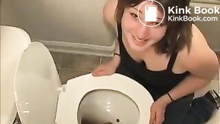 Marie pooping in toilet