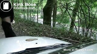 Women shitting on car