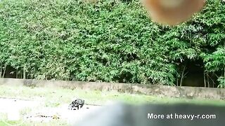 sexy teen play with her own shit outside