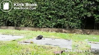 sexy teen play with her own shit outside