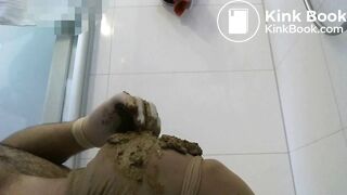 Amateur girl shitting into slave mouth