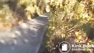 Girl shits near bench