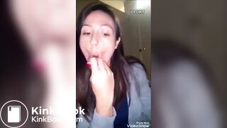 Hot girl with buttplug takes a shit