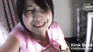 Japanese girl eating own shit