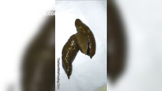 Dark skin ebony BBW Squats and Poops on Floor