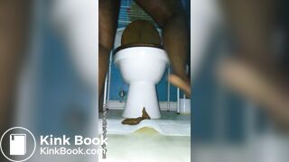 Dark skin ebony BBW Squats and Poops on Floor