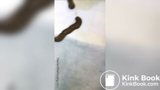 Dark skin ebony BBW Squats and Poops on Floor