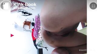 Shitty dildo slips out