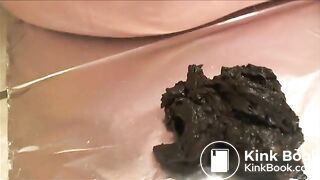 Milf with hairy muff poops three times for us