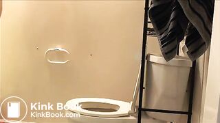 Milf with hairy muff poops three times for us