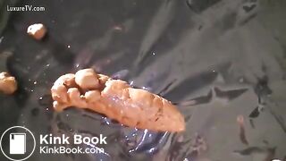 Girl lays a good sized poo.