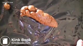 Girl lays a good sized poo.