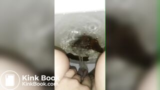 Girl pooping in public bathroom