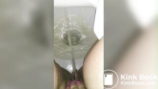 Girl pooping in public bathroom