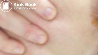 slut pushing out plug, piss and shit