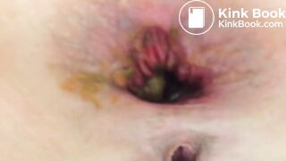 slut pushing out plug, piss and shit