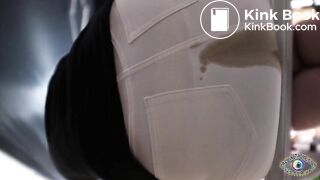 Woman 1eaking shit at the beer garden