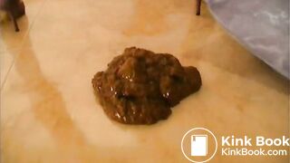 Woman takes a big shit then sits in her mess