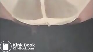 Sandra pooping panties in public, blue skirt