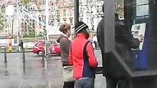 Sandra poops her white pants in the city