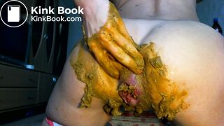 Girl with dirty panties fists her shitting puckered asshole
