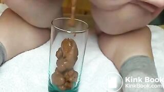 Pawg shitting in glass