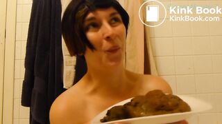 Cute girl eats her own shit