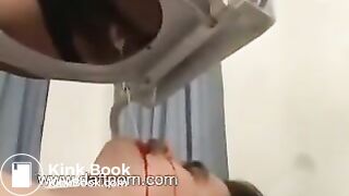 Mistress shitting on slaves mouth