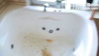 Russian brunnete doing herself enema cleaning