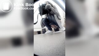 Beautiful girl having a shit and picking nose