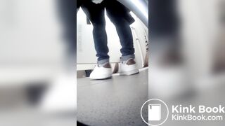 Beautiful girl having a shit and picking nose