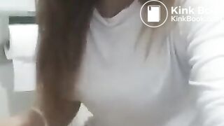 Asian girl Vlogging herself pooping