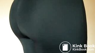 Girl poops her black lycra leggings