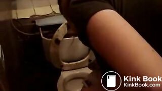 Students eating scat from public toilet