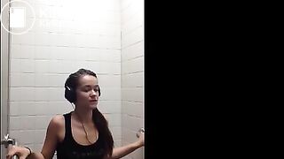 Sexy teen public toilet poop