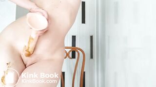 Nasty Girl Sexy Shitting on Dildo and Smear