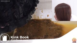 2 Japanese girls diarrhea in floor toilet.