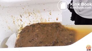 2 Japanese girls diarrhea in floor toilet.