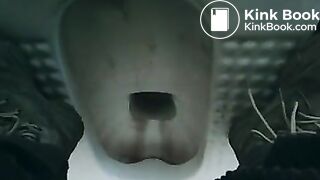 sick girl diarrhea in the toilet