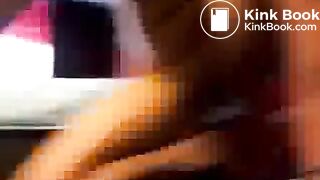 Black turds on her teenie feet