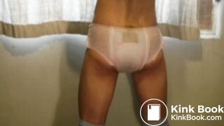 Messing my diaper in a white dress 3