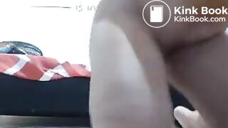 Stuffing panty into shitty ass