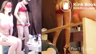 Guy eating shit from 2 lovely girls