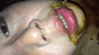 Masturbating with brown poop